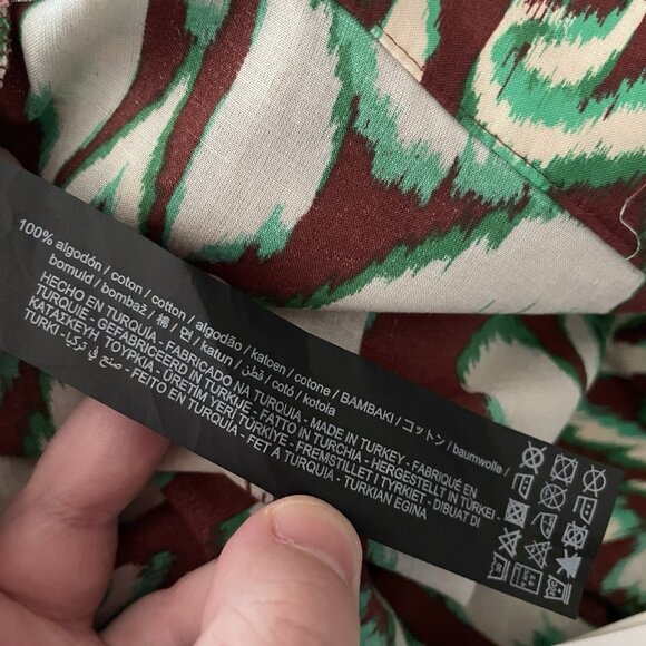 Zara Women XS Boho Retro Mid Rise Straight Leg Selena Cotton Printed Pants NWT - Picture 13 of 13